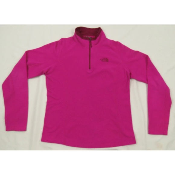The North Face Dome Logo Pink Fleece 1/4 Zip Base Layer Pullover Jacket M - Picture 1 of 6